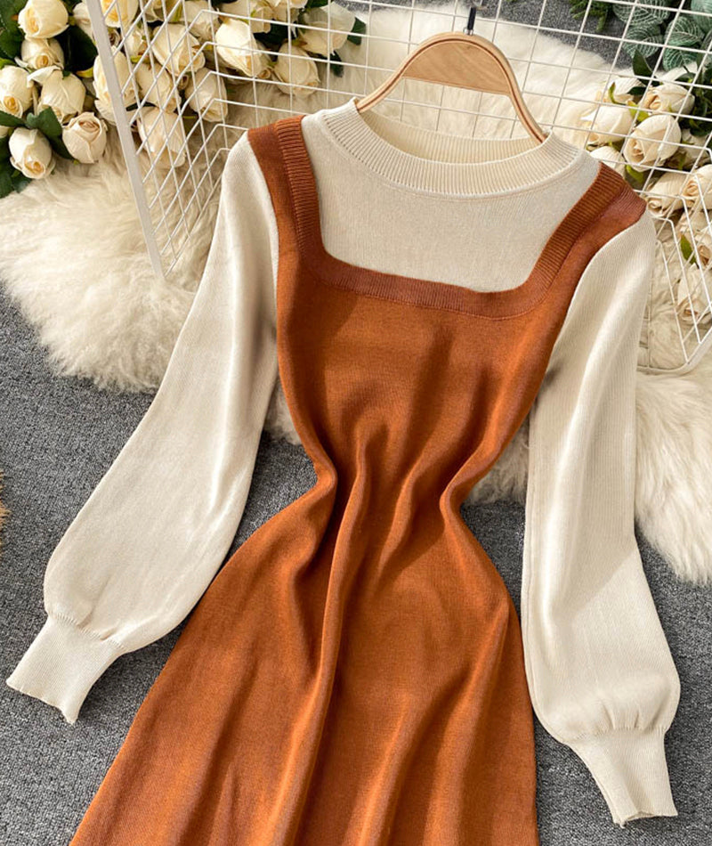 Cute stitching round neck sweater  187