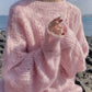 Sweater loose round neck openwork sweater  109