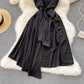 Schwarzes unregelmäßiges Kleid in A-Linie Modekleid 391