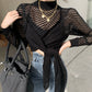 Sexy hollow high neck sweater long sleeve sweater  114