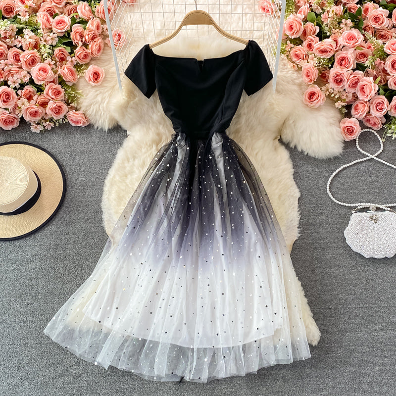 Cute A line tulle short dress fashion dress  450