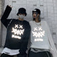 T-shirt reflective long sleeve T-shirt couple T-shirt  322