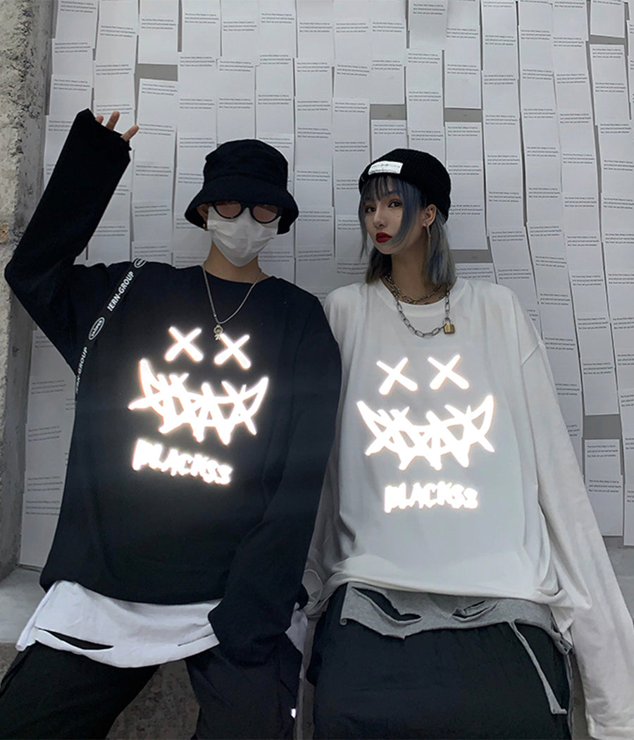 T-shirt reflective long sleeve T-shirt couple T-shirt  322