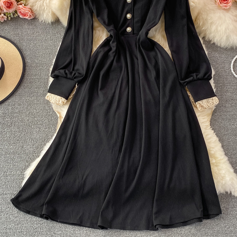 Cute A line long sleeve dress fashion dress  446