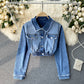 Haut court à manches longues en denim chic 247