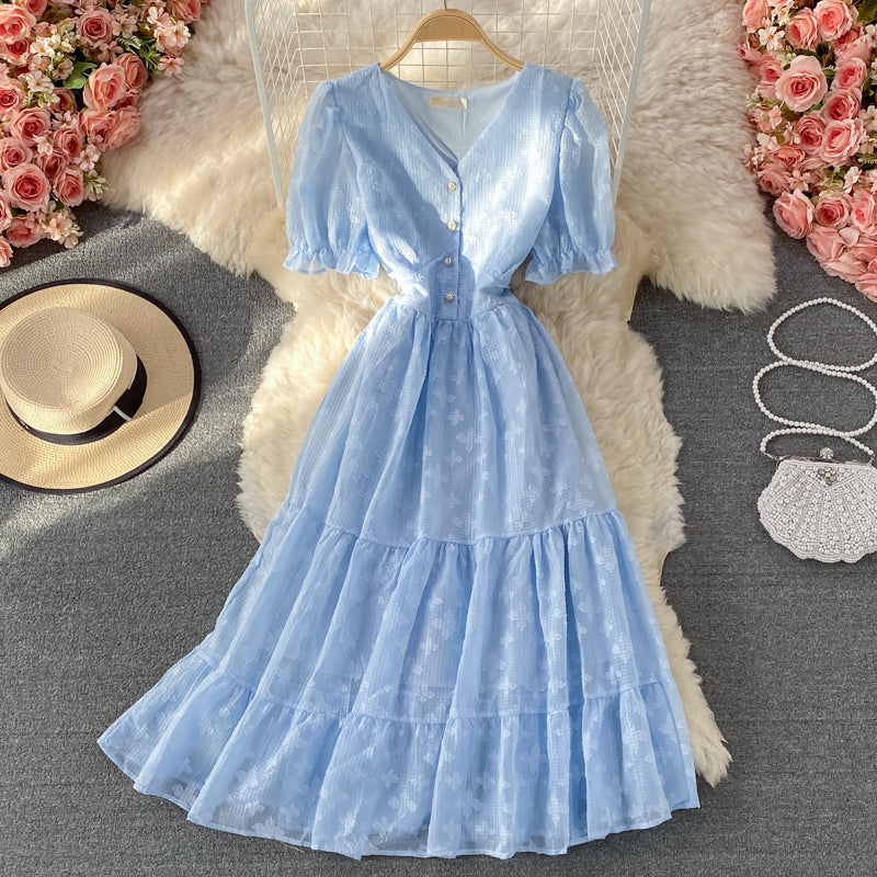 Cute v neck short dress A line fashion dress  396