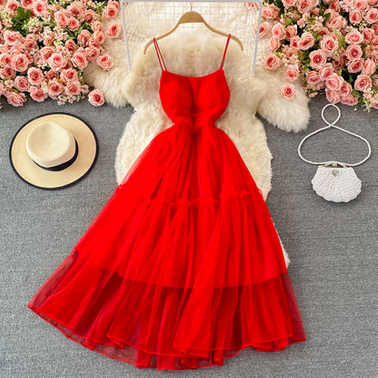 Cute tulle A line dress fashion dress  416