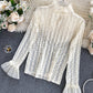 Cute turtleneck lace top  373