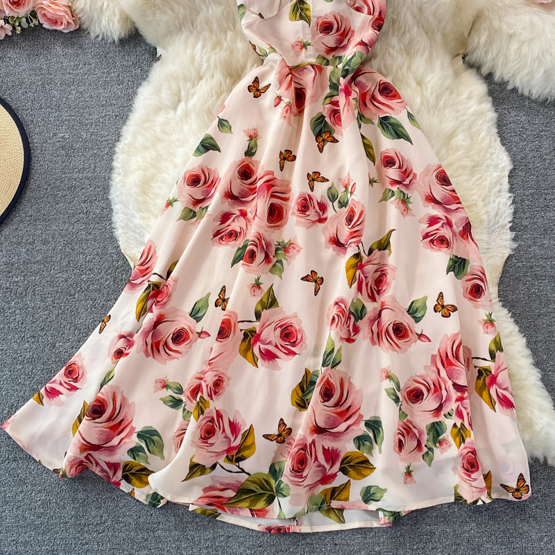 Süßes Blumenkleid in kurzer A-Linie Modekleid 449