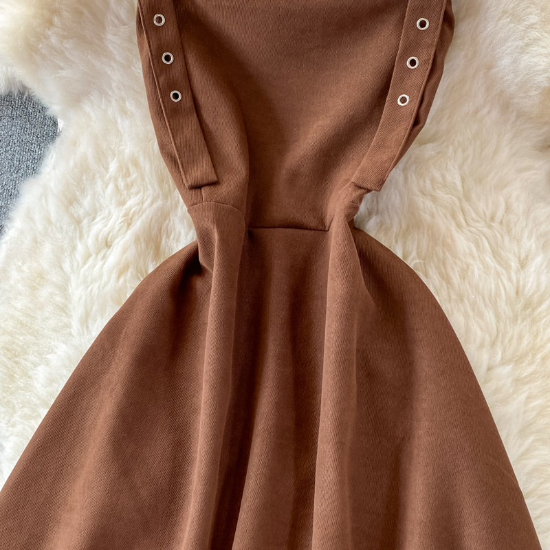 Lovely A line corduroy dress fashion dress  392