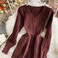 Simple v neck knitted dress sweater dress  185