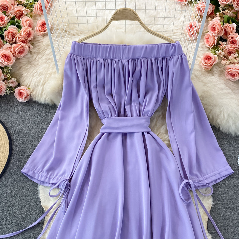 Cute A line long sleeve dress fashion dress  410