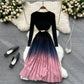 Einfaches Strickkleid mit Farbverlauf Modekleid 399