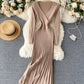 Stylish v neck sweater dress  172