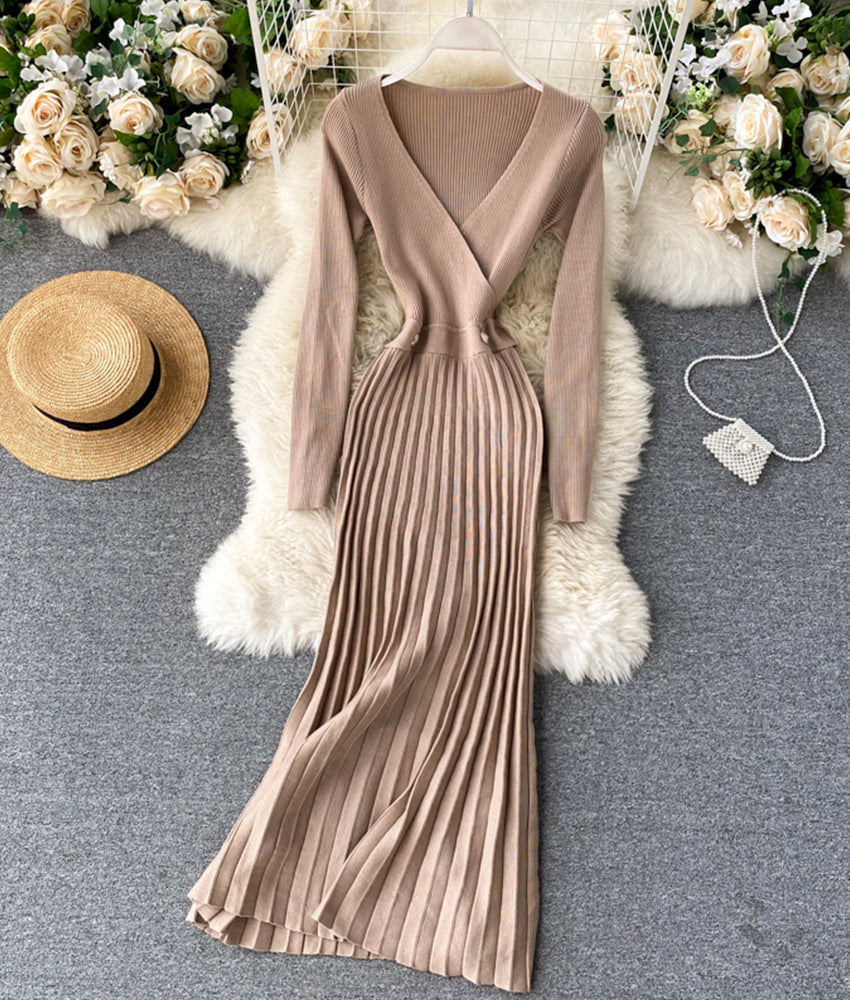 Stylish v neck sweater dress  172