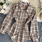 Unique plaid shirt + vest two-piece suit  384