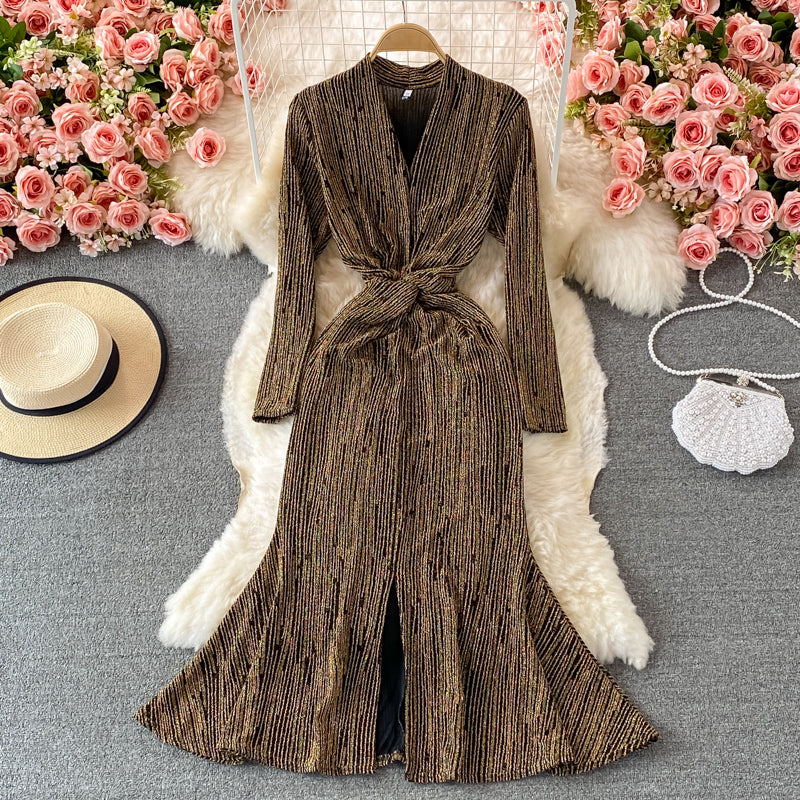 Elrgant v neck dress fashion dress  442