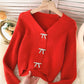 Lovely bow-knot long-sleeved cardigan sweater  137