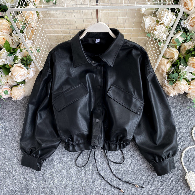 Veste courte noire à manches longues pour motard 245