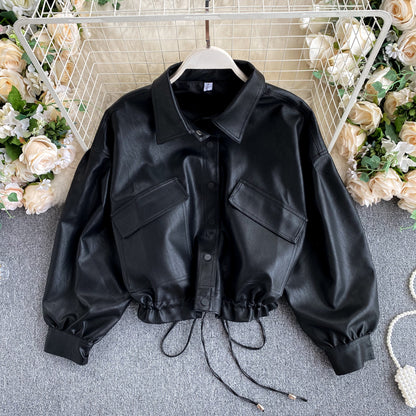Veste courte noire à manches longues pour motard 245
