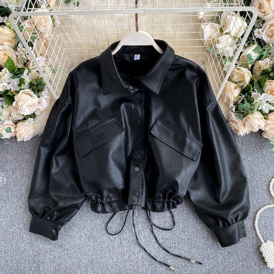 Veste courte noire à manches longues pour motard 245