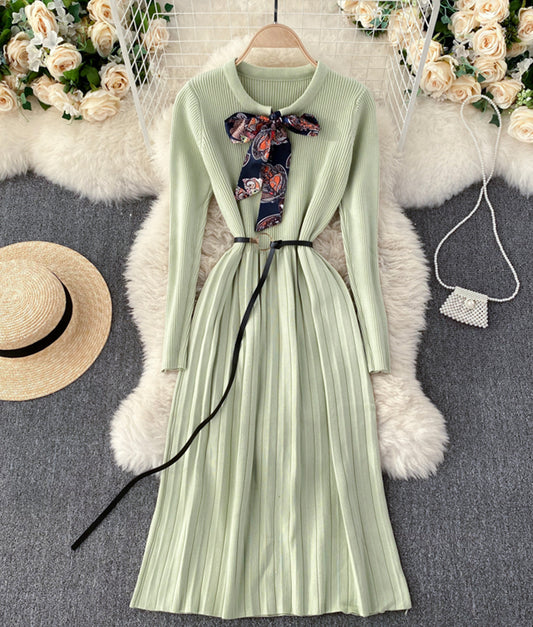 Cute A line long sleeve sweater dress  179