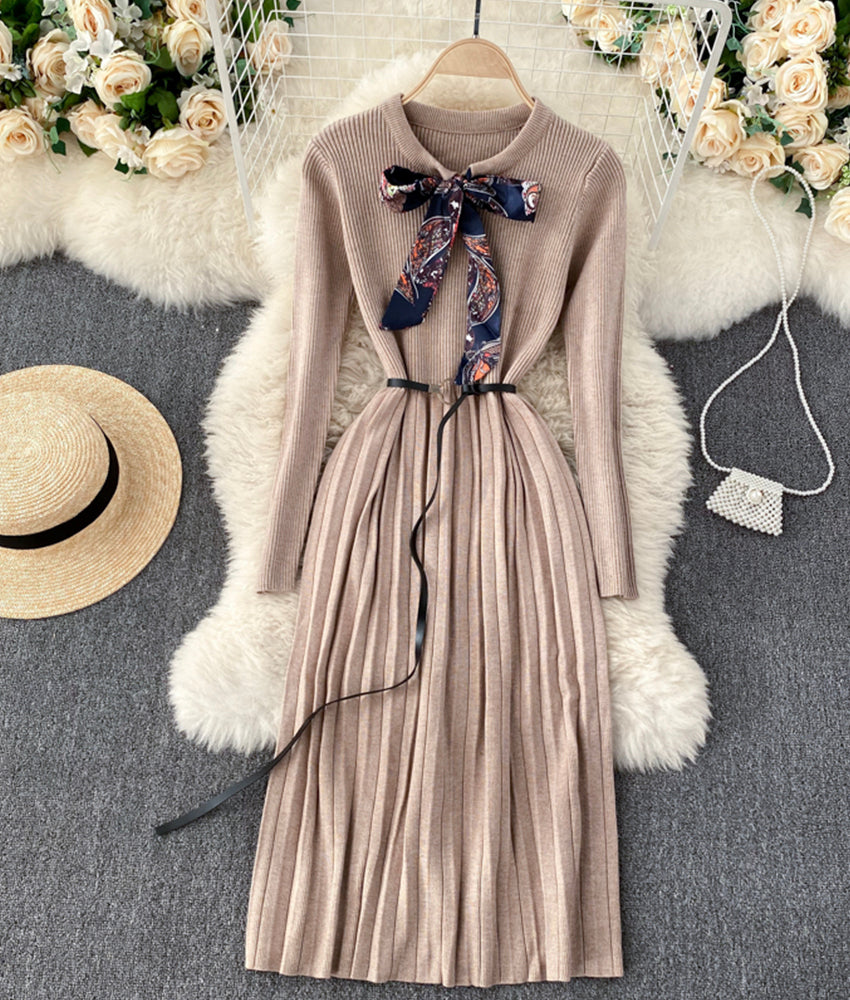 Cute A line long sleeve sweater dress  179