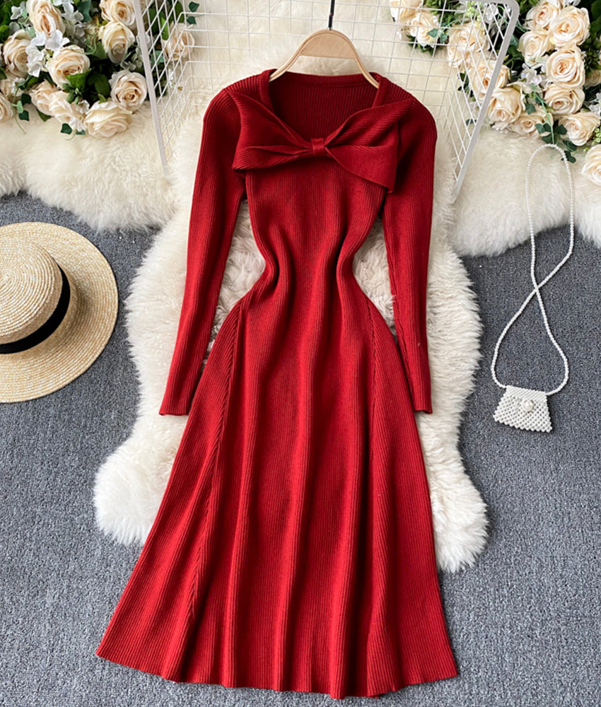 Cute A line long sleeve sweater dress  176