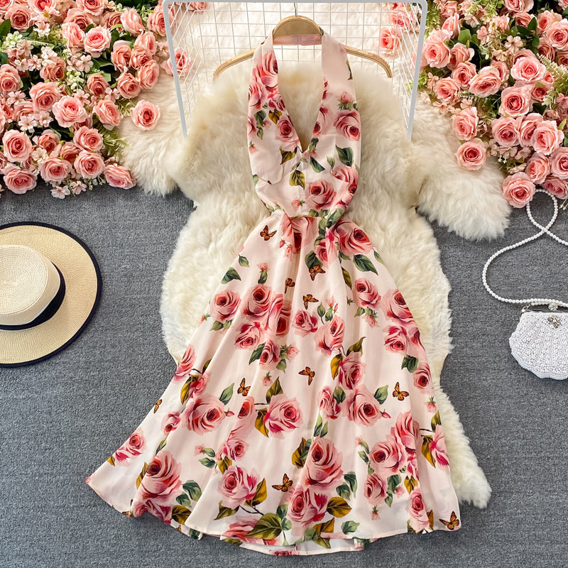 Süßes Blumenkleid in kurzer A-Linie Modekleid 449