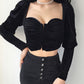 Black velvet long sleeve tops  386