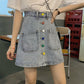 Cute denim skirt, student denim skirt  3518