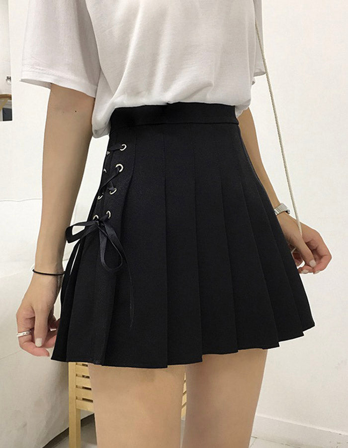 Cute A line side bow pleated skirt  3499