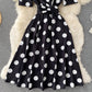 Süßes Polka Dot V-Ausschnitt kurzes Kleid Modekleid 414