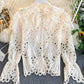 Retro hollow lace tops  374