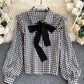 Cute black plaid top  372