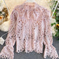 Retro hollow lace tops  374