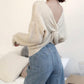 Stylish v neck long sleeve sweater  118