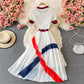 Stylish A line knitted patchwork dress  161