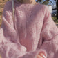 Sweater loose round neck openwork sweater  109