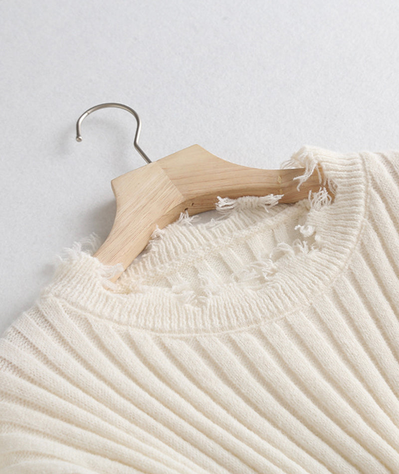 Weißer Fransenpullover Weißer Langarmpullover Top 110