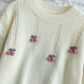 Cute round neck long sleeve sweater cherry sweater  101
