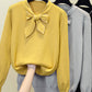 Pullover lockerer Langarm-Pullover mit Schleife 086