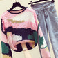 Cute colorful long sleeve sweater round neck sequins sweater  130