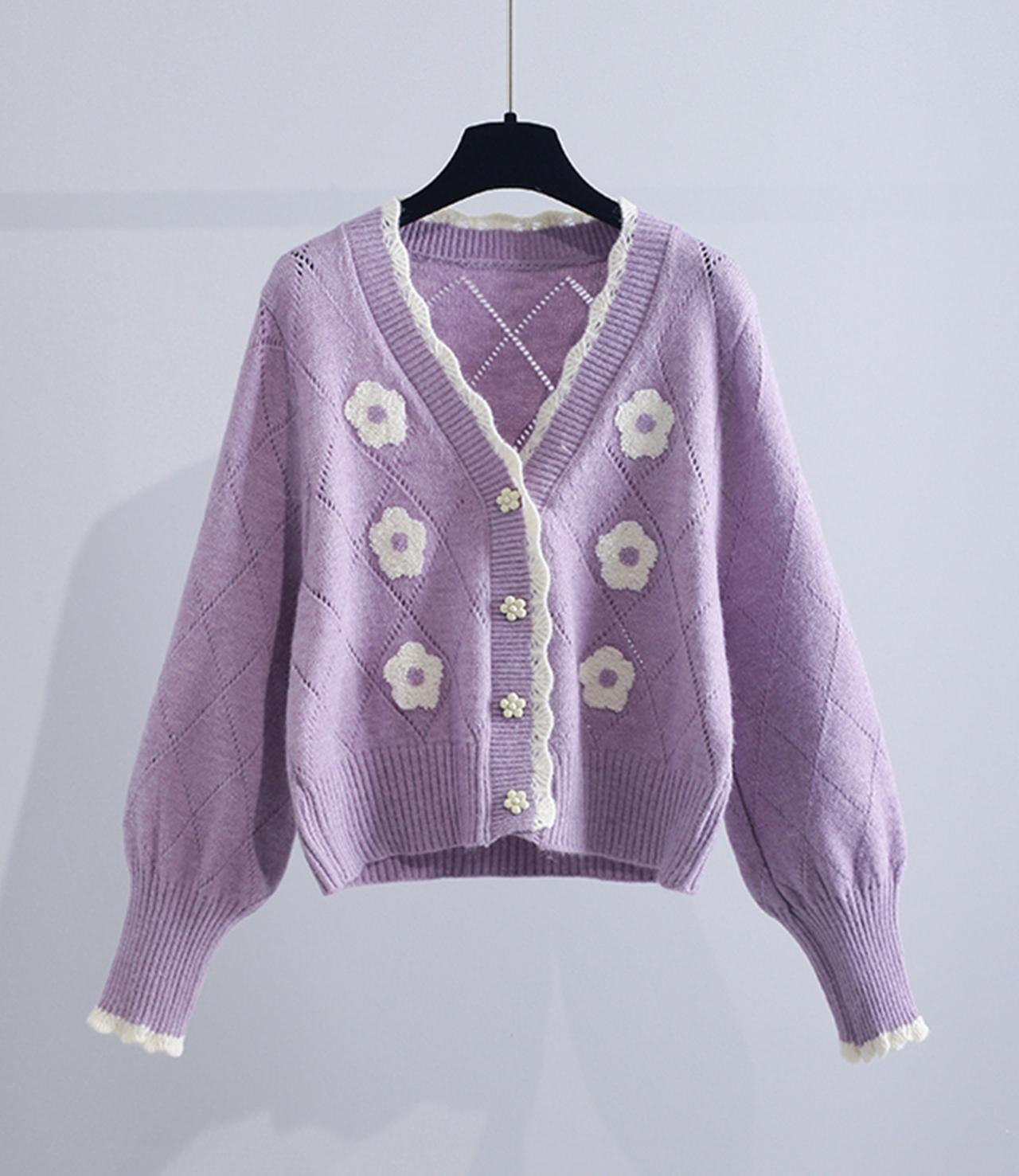 Schöner Blumen-Cardigan mit langen Ärmeln 140