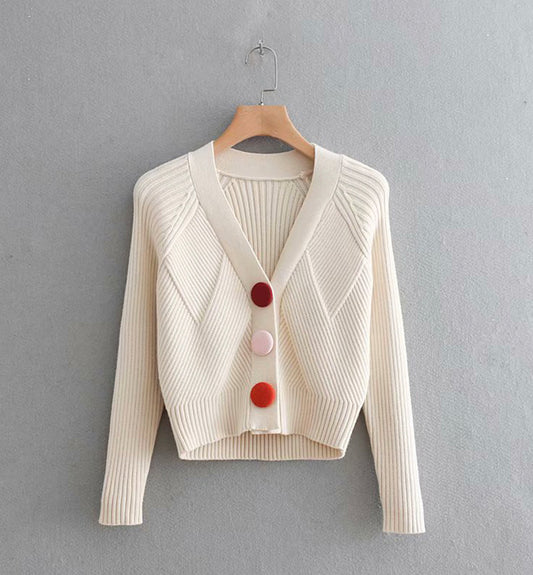 Pull cardigan simple à manches longues 143