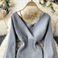 Sexy v neck long sleeve sweater dress  170