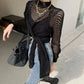 Sexy hollow high neck sweater long sleeve sweater  114