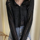White hollow out long sleeves cropped cardigan  152