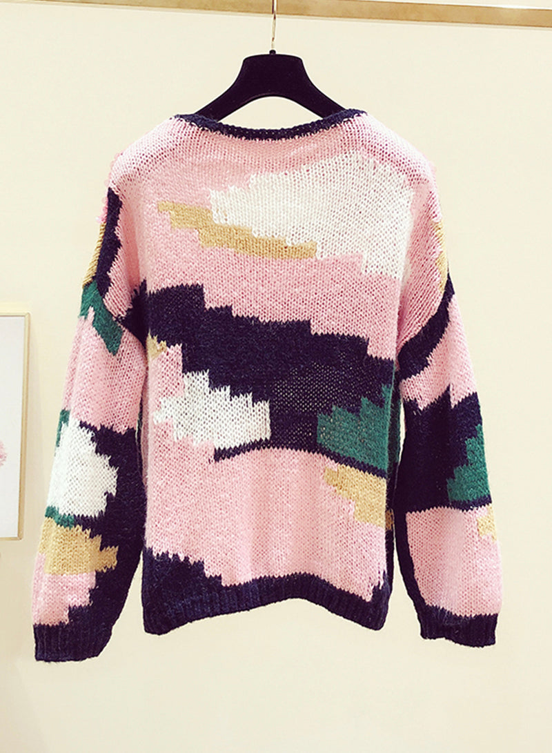 Cute colorful long sleeve sweater round neck sequins sweater  130