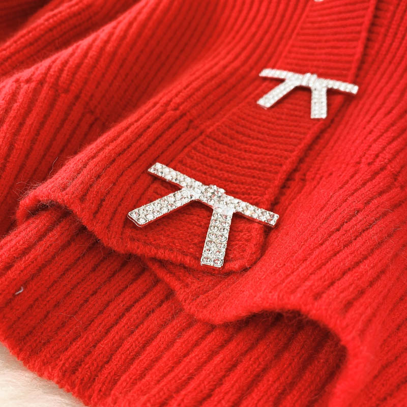 Lovely bow-knot long-sleeved cardigan sweater  137